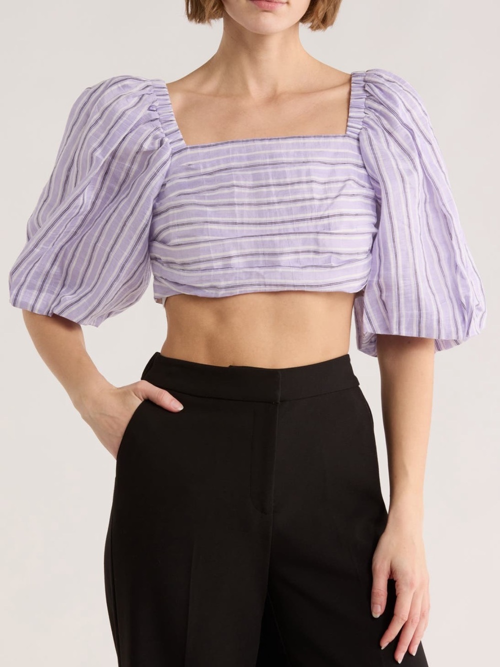Sandro Paris Women's Purple Linen Blend Cropped Top NWT 2/M